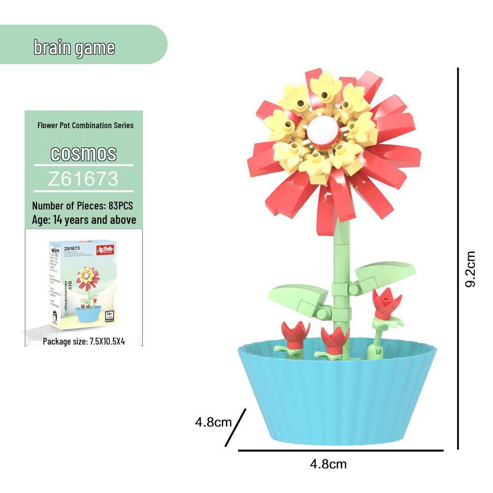 2026 Eternal Flower Potted Plant Model Living Room Ornament - Micro-particle Building Block Assembly Toy