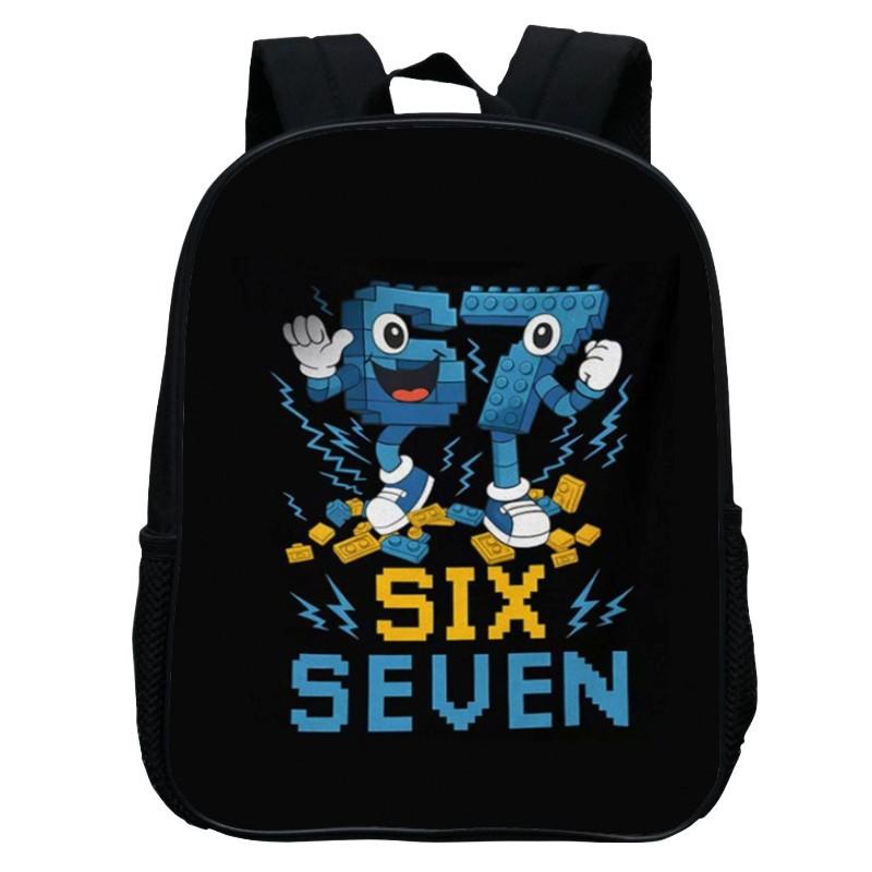 Printed Kindergarten 67 Six Seven Schoolbag, Cartoon Animation 12-inch Backpack Casual and Light