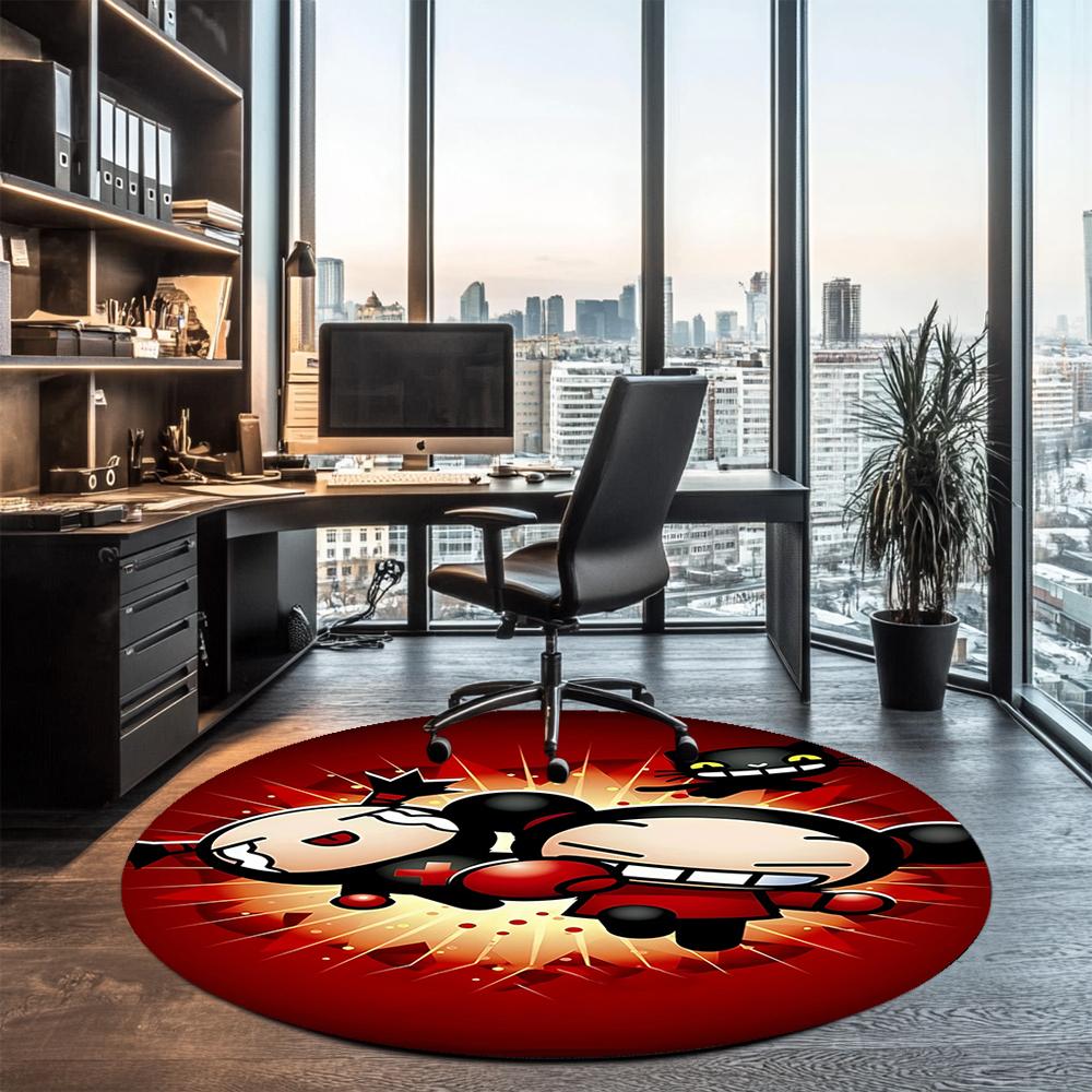 Pucca Printed Round Rug Carpet Chair Rug Area Rug Entryway Doormats,for Office Chair Living Room Bedroom Kitchen Room.