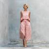 Light Pink Sleeveless Two Piece Set with Ruffle Hem and Wide Leg Pants