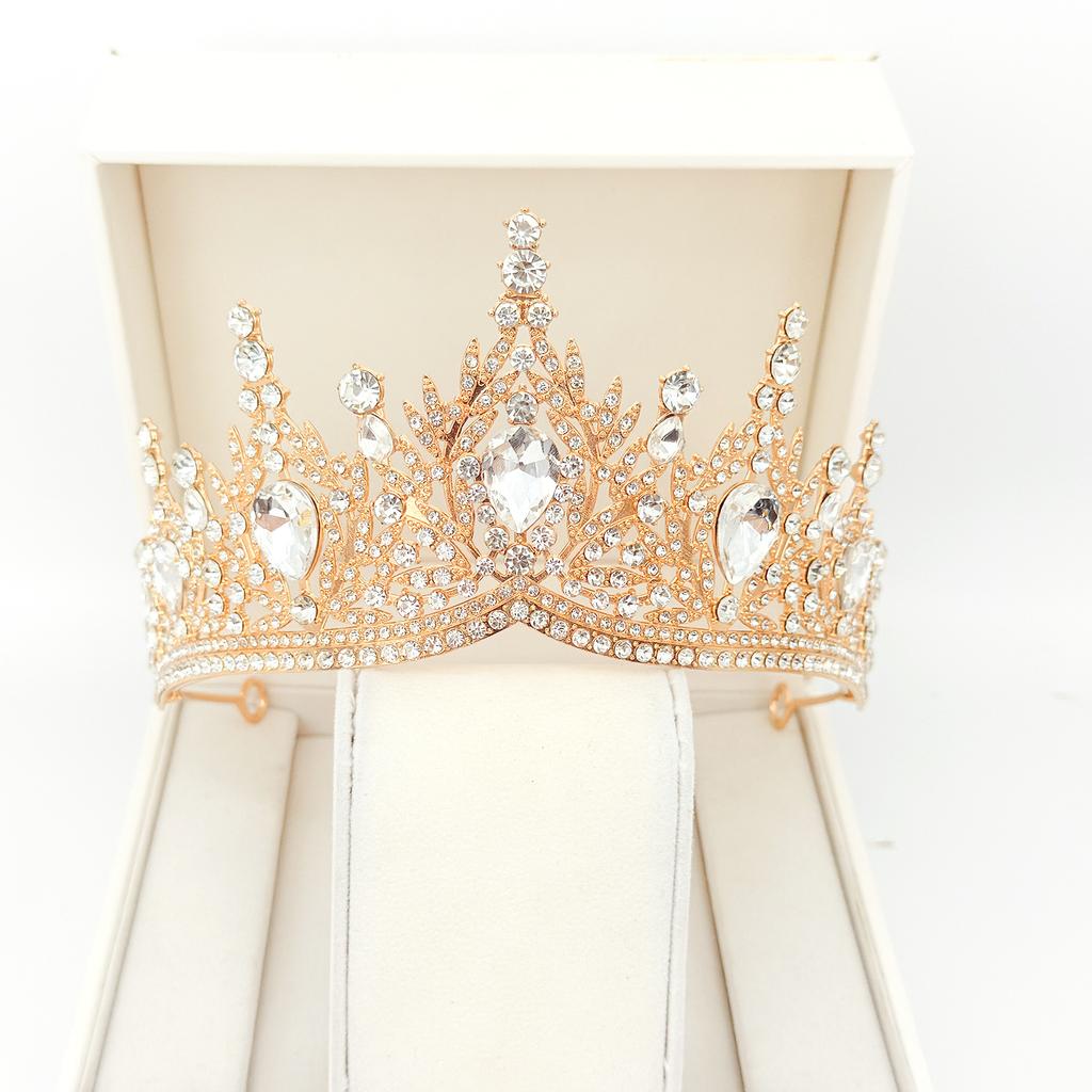 New European and American Bridal Crown Rhinestone Headband Baroque Alloy Crown Wedding Dress Accessories