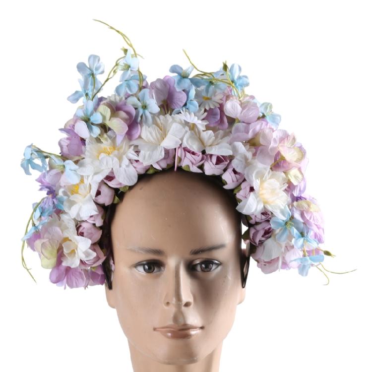 Sophisticated Floral Crown Hair Bands Traditional Ethnic Hair Accessory Double sided Fabric Flower Headband for Women