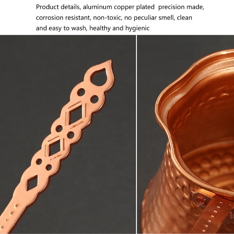 Artisanal Hammered Turkish Coffee Maker 330ml Capacity With Long Heat Resistant Handle For Stovetop Use