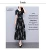 Spring/Summer 2024 V-Neck Floral Black Midi Dress - Plus Size Women's High-End Collection