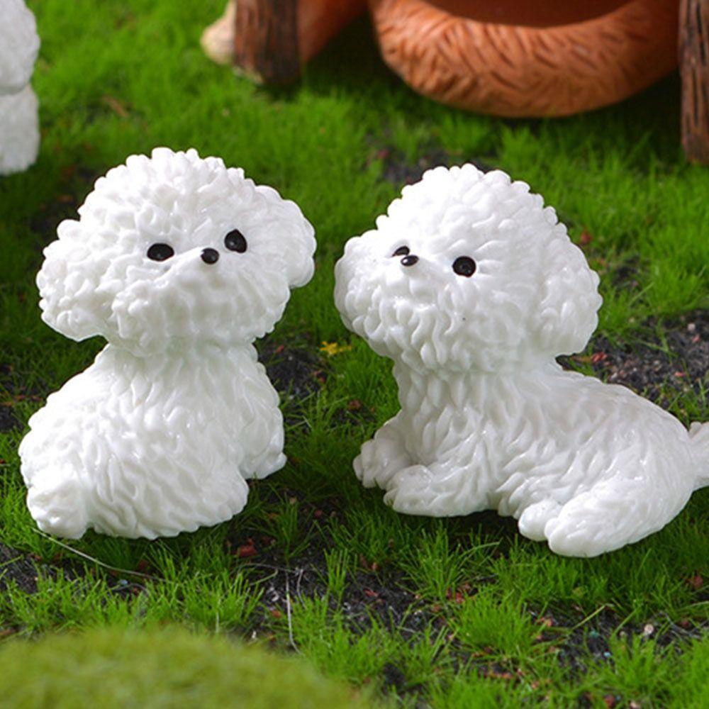 Waterproof Cute White Dog Statue Realistic Cartoon Dog Ornaments Creative Resin Dog Statue  Balcony