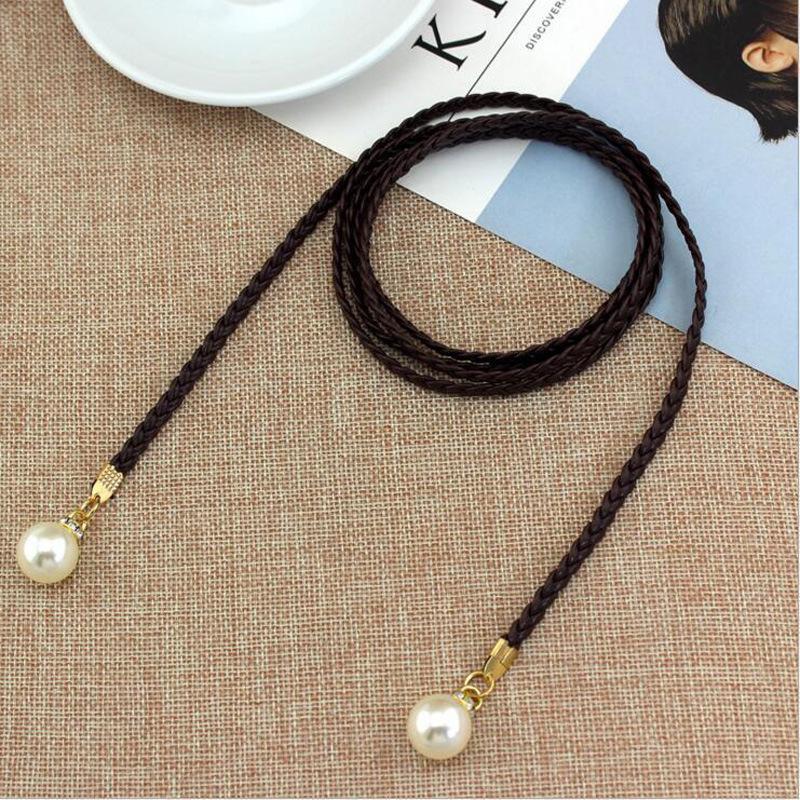 Cinturón de estilo bohemio para mujer, delicado cinturón trenzado con adornos de perlas, cinturón de verano para mujer, cinturón de playa para verano