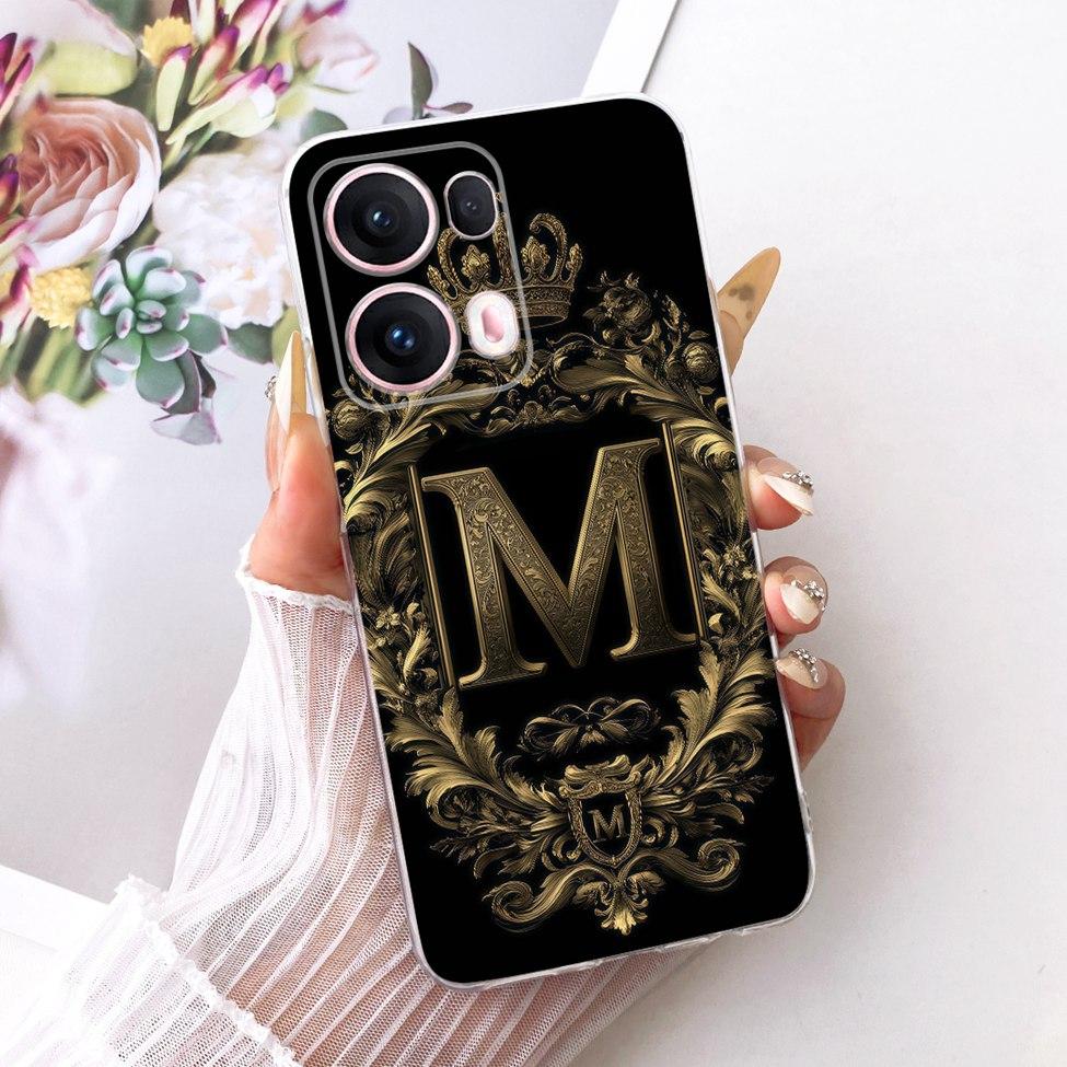 Transparent For Oppo Reno 13Pro CPH2697 PKK110 Cover For Oppo Reno 13 Pro Case Luxury Crown A-Z Letters 2D Flat Pattern