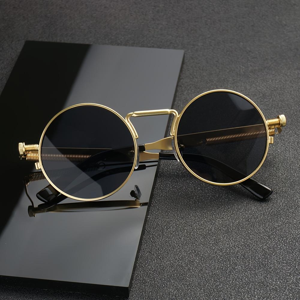 

Модные круглые солнцезащитные очки в металлической оправе с весенним декором для повседневной жизни на открытом воздухе, винтажные очки в стиле панк.