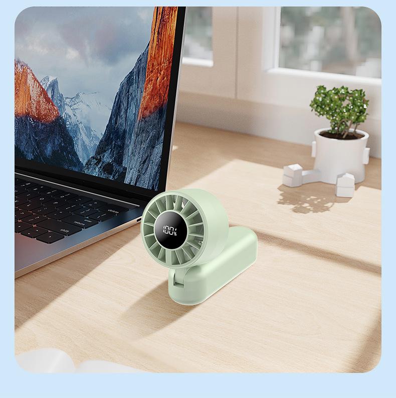 Rechargeable Foldable Mini Handheld Desktop Fan with Digital Display