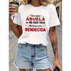 Women'S T-Shirt, In Spanish 'Soy Una Abuela No Me Hace Vieja Me Hace Ser Bendicida' - 'Happiness Declaration' with Warm Emotional Heart Elements