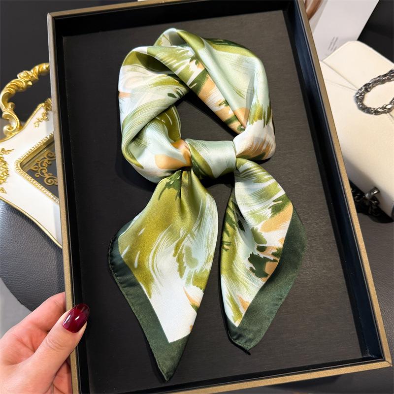 Luxury Silk Scarf 70*70Cm Square Print Women Shawl Headband Small Hair Scarves Female Neckerchief Hijab Wrap