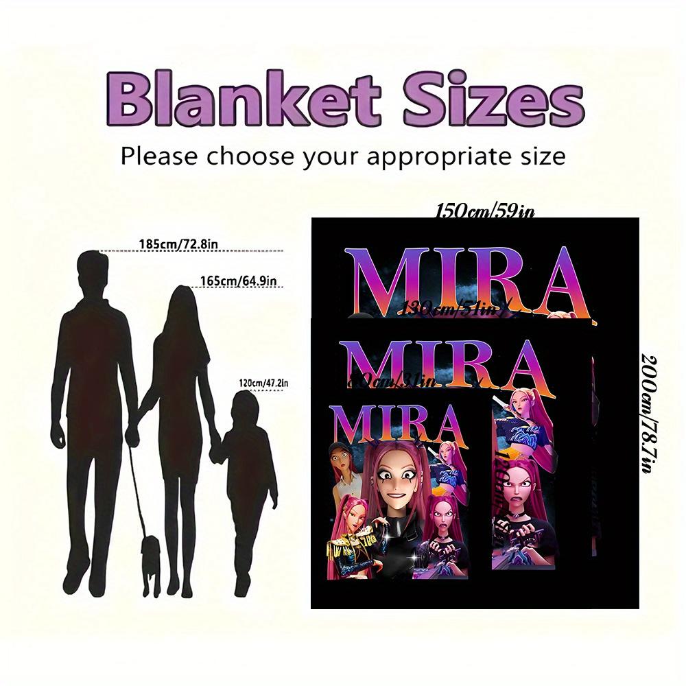 1Pc Mira, HUNTR/X Print Flannel Blanket, Comfortable for All Seasons, Home Decor, Warmth and Comfort, Perfect for Christmas Gifts821094