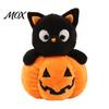 Desktop Decoration Halloween Ghost/Pumpkin Black Cat Plush Figurine, Soft Stuffed Doll Ghost Keychain with Hanging Chain, Creative Photography