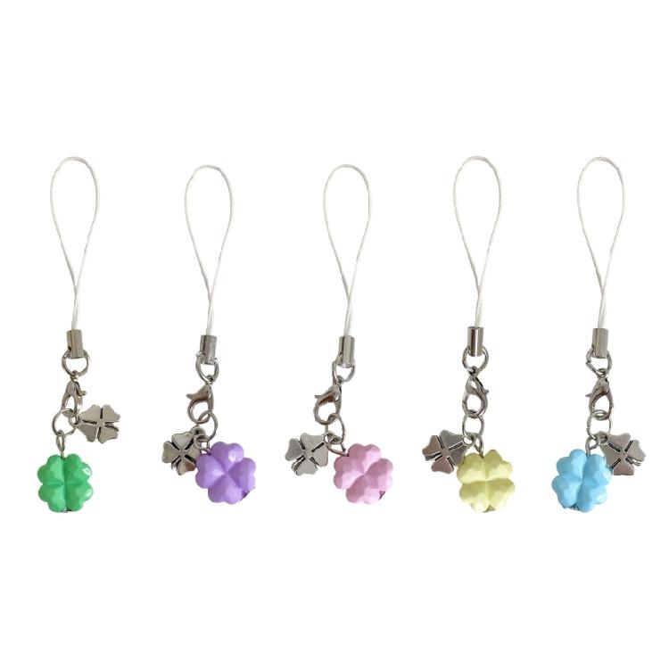 Multipurpose Lucky Charm Keychain Four Leaf Clovers Design Phone Hanging Ornament For Phone Accessories Gifts