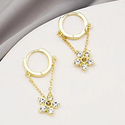 Orecchini Pendenti Super Flash con Fiori di Strass a Catena Versatili Squisiti Semplici Orecchini Orecchini