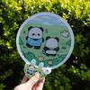 Folding Round Collapsible Pocket Fan Mini Cute Handheld Fan Portable Cartoon Pattern Foldable Fan