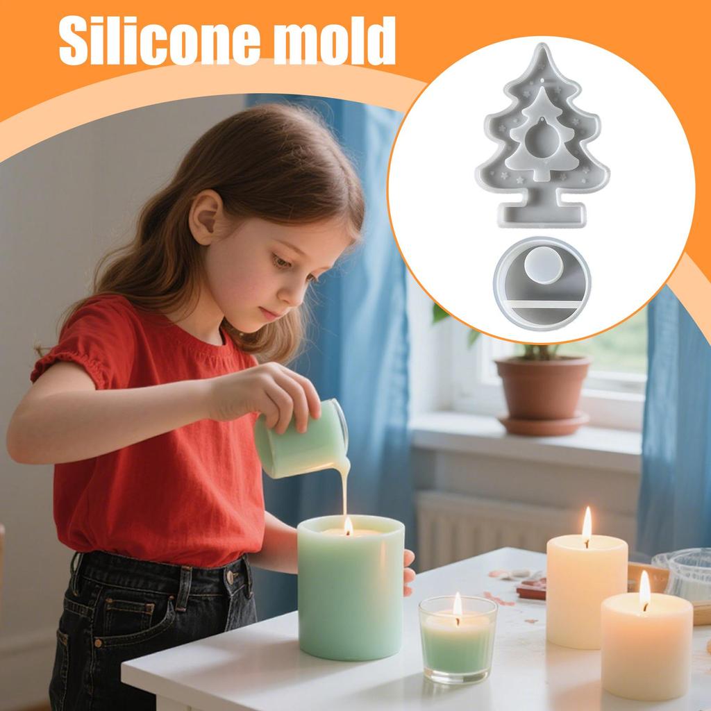 Tealight Candle Mold Christmas Tree Tealight Candle Holder Silicone Molds 2 Pieces Plaster Mould Art Craft For Wedding