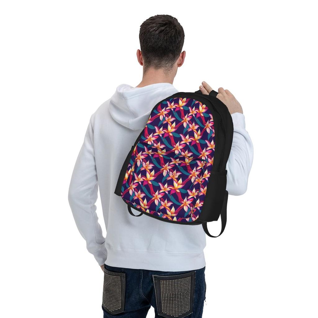 Lily Floral Backpack Unisex 90s Nostalgia Flower Pattern Backpacks Polyester Cool School Bags Daily High Quality Rucksack