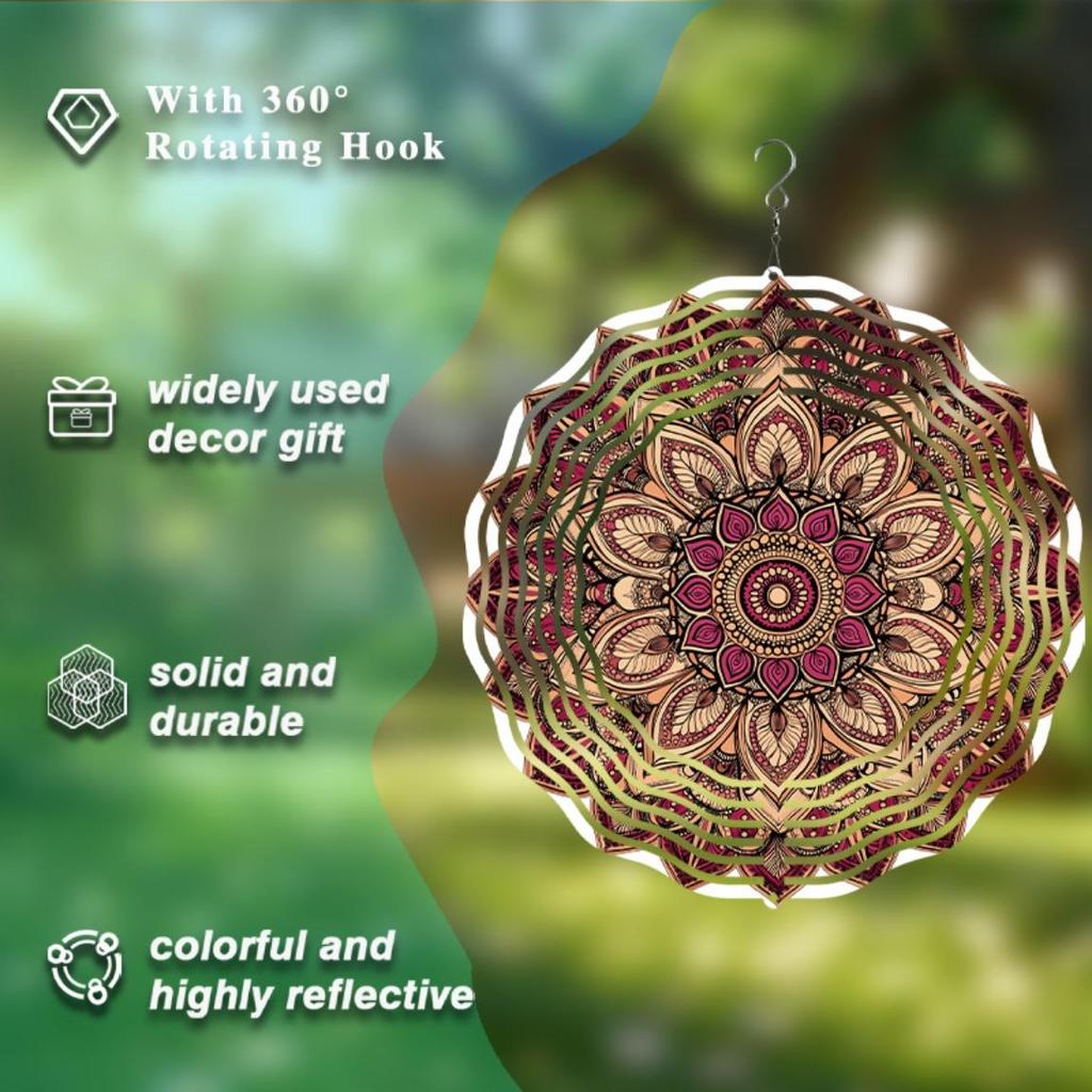 3D Mandala Flower Metal Wall Art Double Sided Laser Cut Intricate Pink Golden Design Indoor Outdoor Decorative Hanging Ornament Classic