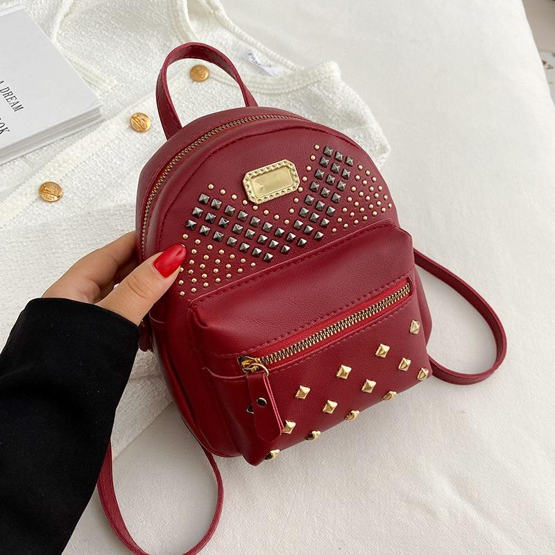 Fashion Student Casual Double Shoulder Women's Bag New Rivet Pattern Versatile Large-capacity Bag