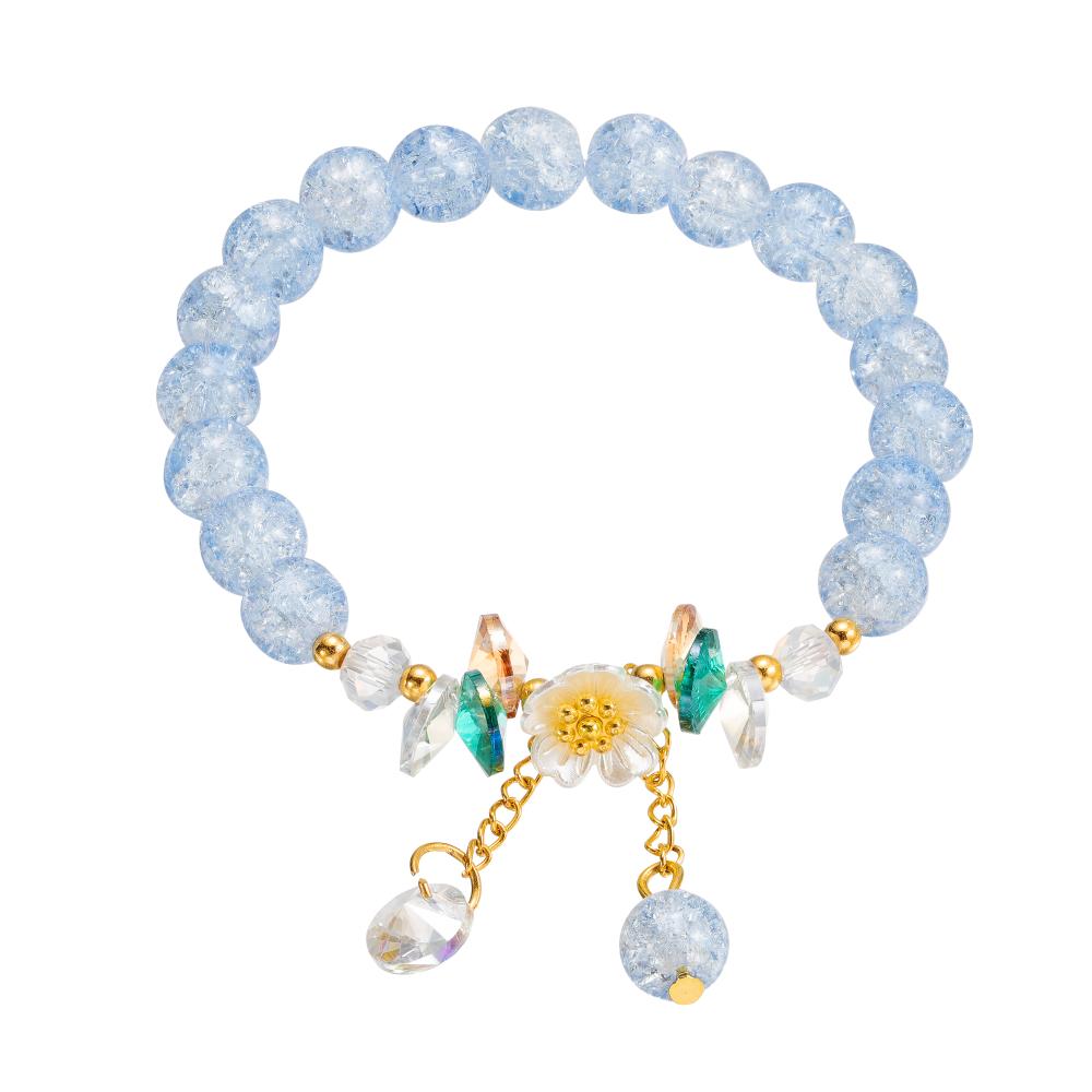 1pc Korean Style Sweet Daisy Flower Bracelet Colorful Crystal Beaded Elastic Rope for Women Girls Party Wedding Jewelry Gift