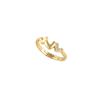 18 Karat Vergoldeter Herzförmiger Ring für Damen mit Mikrofassierten Zirkonia und Verstellbarem Dünnen Band