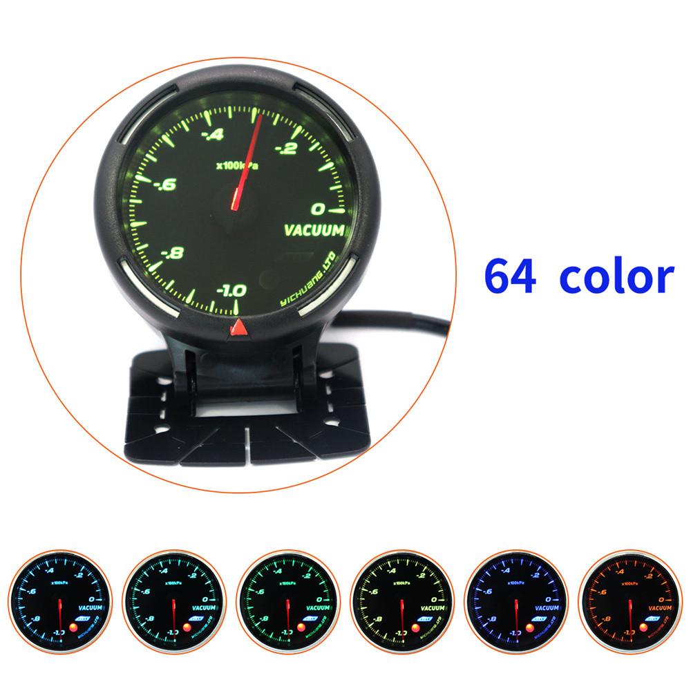 12V Car Racing for 64 Color Backlight Adjustable 100KPa Vacuum Meter with Sensor Automobiles Sensors