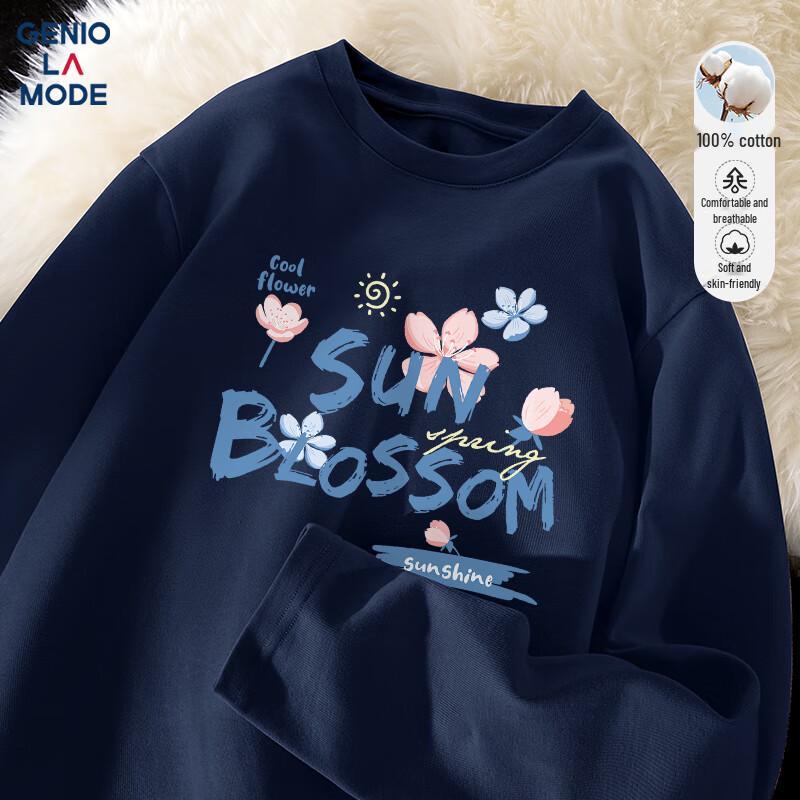 

GENIOLAMODE Men s Pure Cotton Long-Sleeve Graphic T-Shirt L