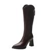Vintage Autumn Winter Women Knee High Boots Fashion Pointed Toe Long Booties Designer High Heels Botas De Mujer high-quality