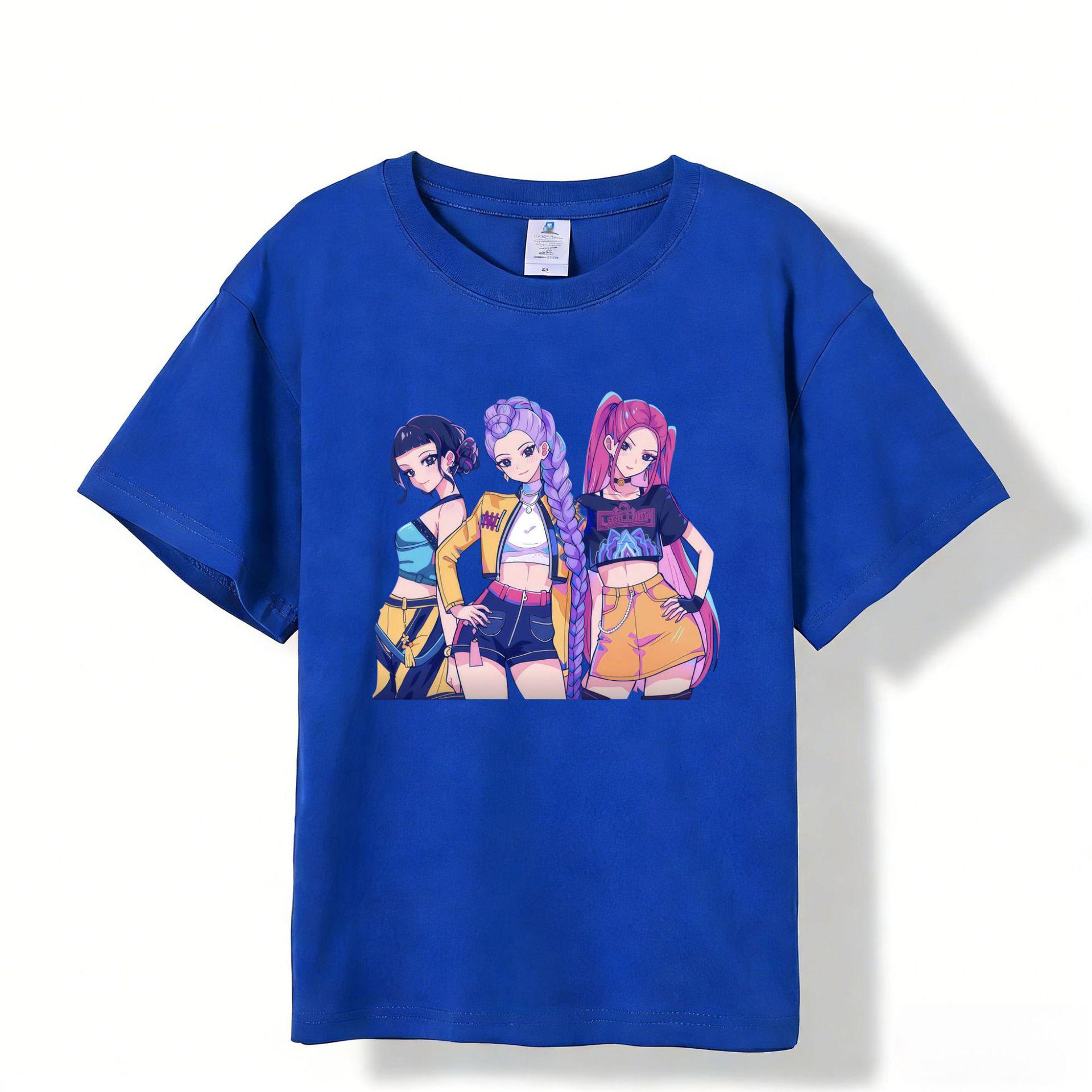 Children s Cute Demon Slayer Corps Cartoon T-Shirt, 180g Pure Cotton, Short Sleeve 110 cm