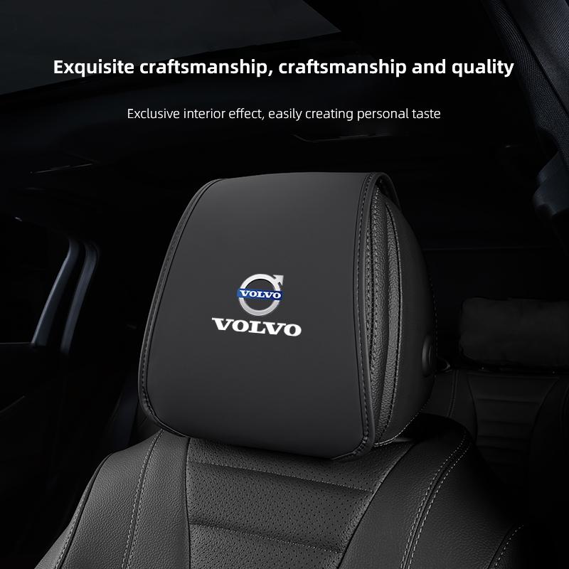 Car Leather Headrest Cover Seat Pillow Protective Set For Volvo V70 S90 XC40 S80 V90 EX90 EM90 C40 V60 V40 XC90 S60 C30 XC60 V50