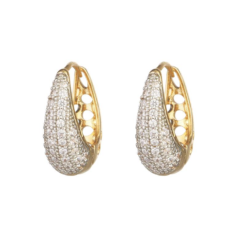 ZAKOL Hip Hop Fashion Gold Color Hoop Earrings for Girls Delicate Geometric Shiny Zirconia Party Zircon Women's Accessories