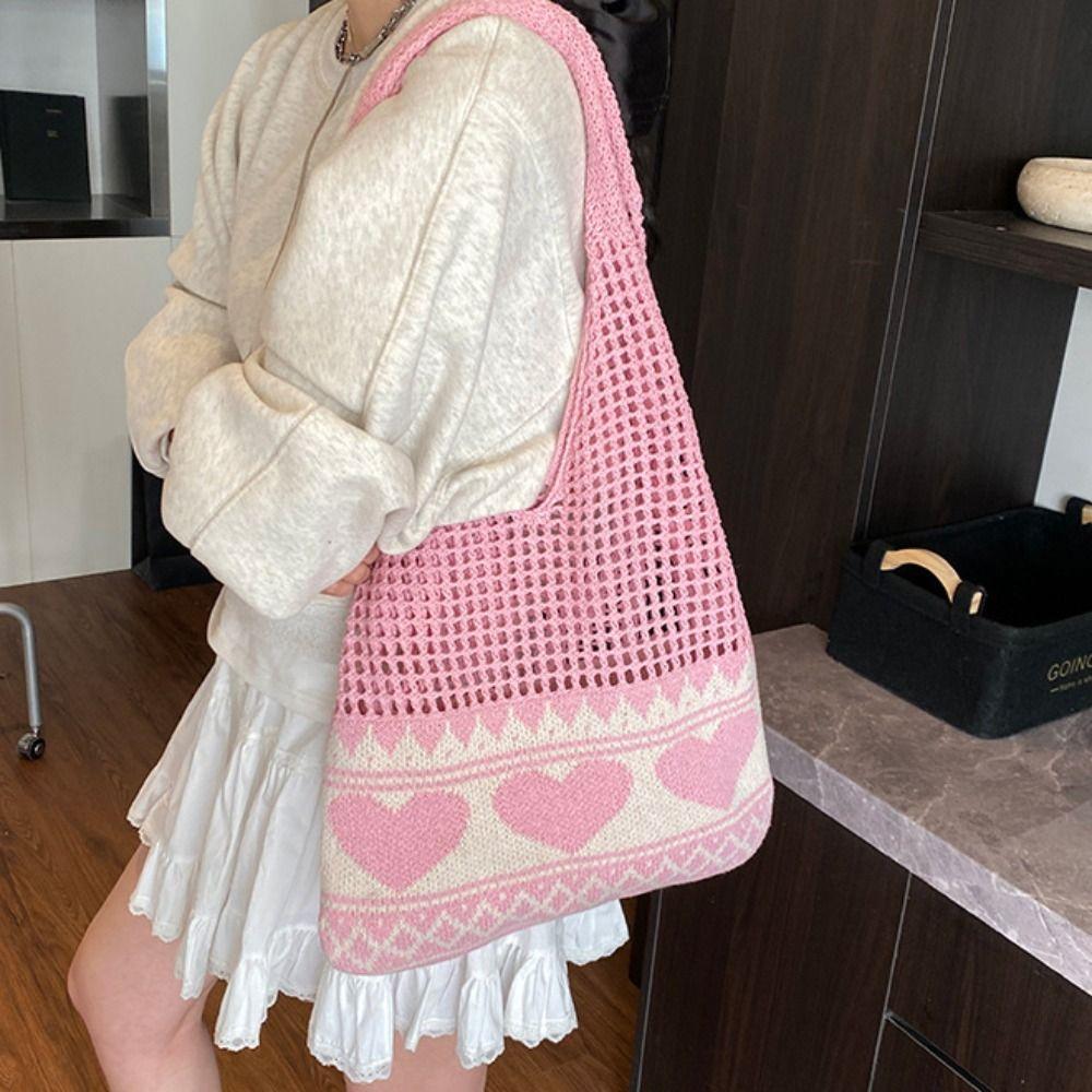 Boho Crochet Bag Leisure Weave Shoulder Bag Fashion Knitted Tote Bag Summer