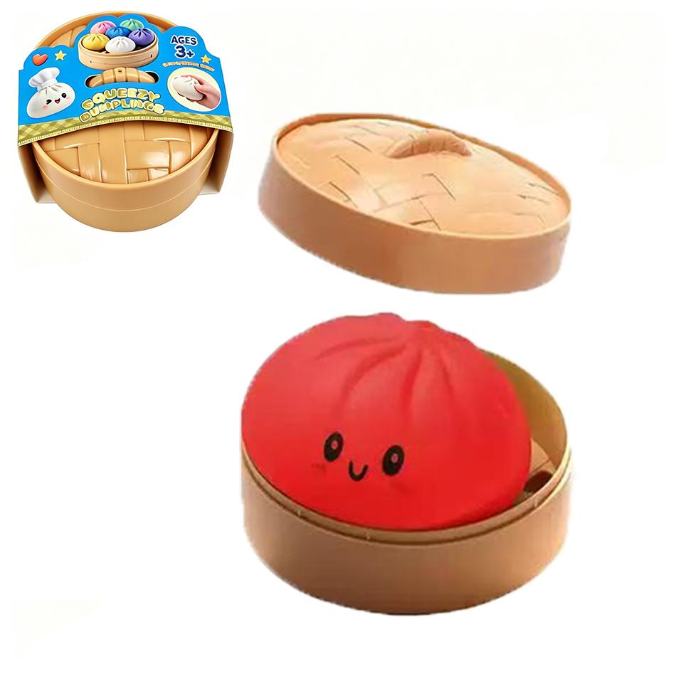 2026 New Cute Baozi Squishy Toy Stress Relief Steamed Bun Squeeze Toy with Bamboo Steamer Box Slow Rebound Desk Decor Gift