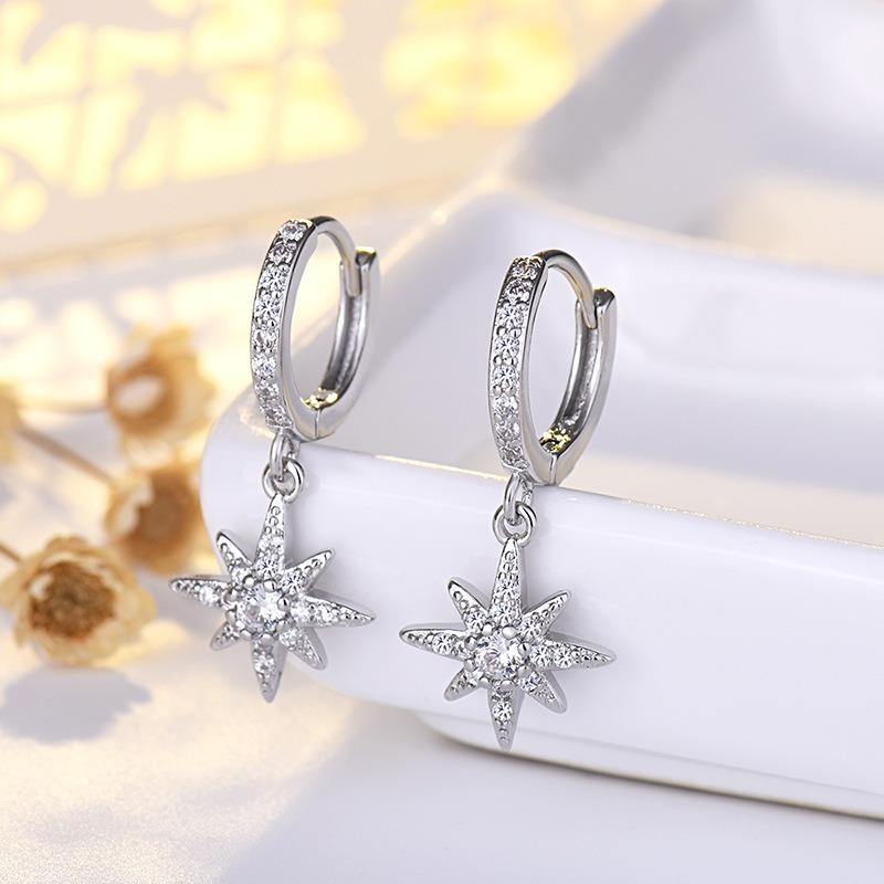 Mit Diamanten besetzte Zirkon-Stern-Ohrring-Schnallen