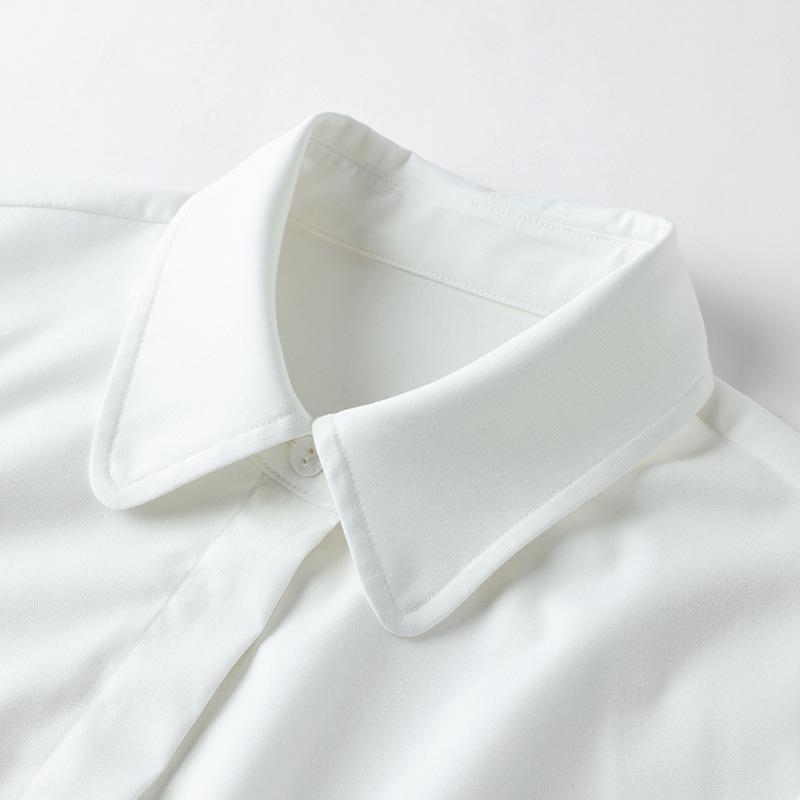 Women's White Professional Lapel Shirt, Early Spring 2026 - French Design, Long Sleeve, Niche Style