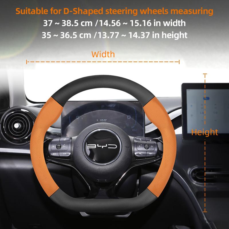 Suitable for Byd Breathable Leather Matte Carbon Fiber Texture Steering Wheel Cover Suitable for Dolphin Mini Seal Atto 3 King Shark 6 Song Pro