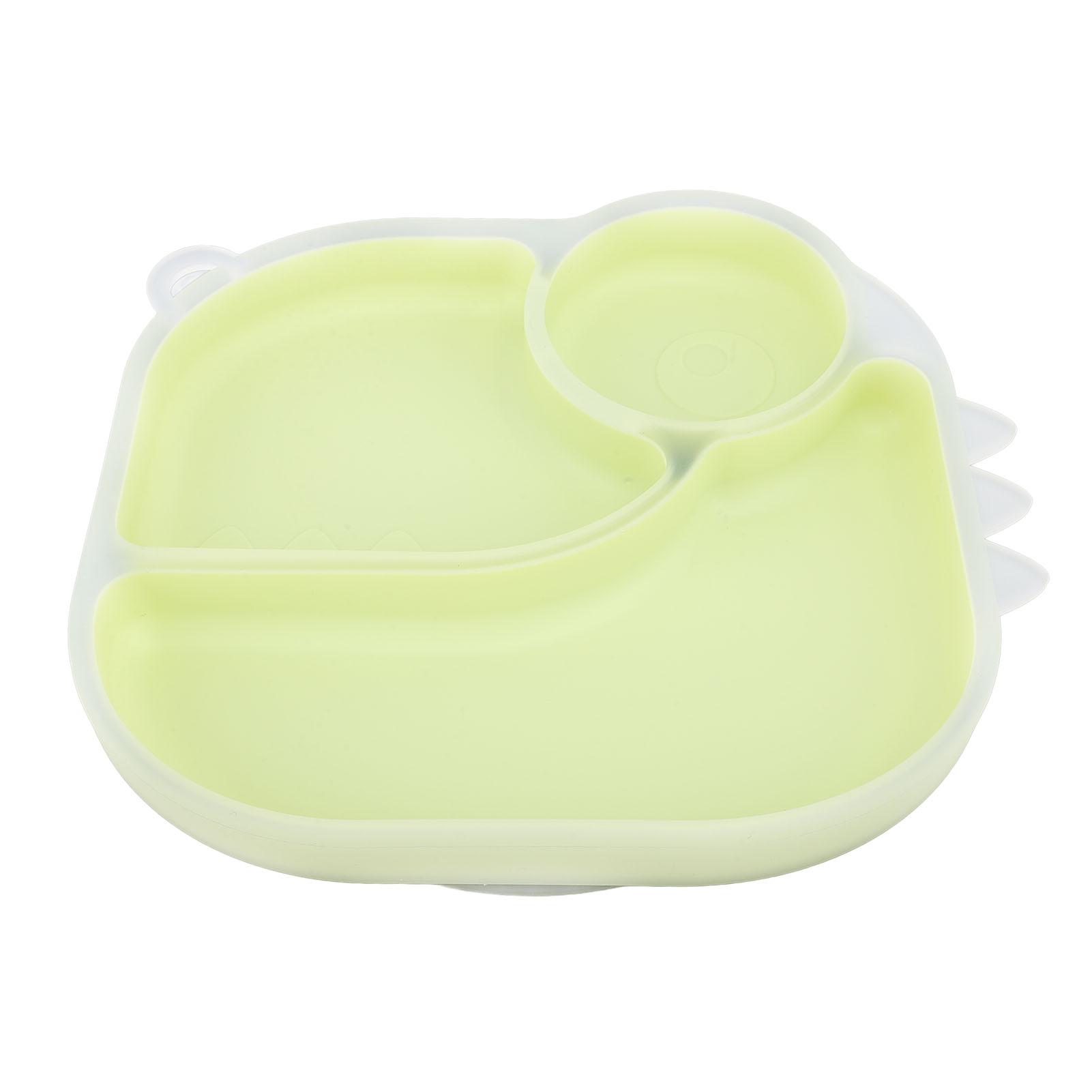 

Divided Silicone Suction Plate for Baby Unbreakable Safety Preventing Spills Easy To Clean Toddler зелёный