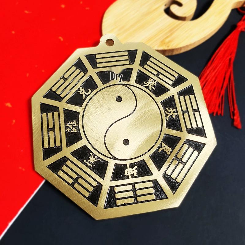 Großer Kupfer-Bagua-Konvexspiegel für Zuhause - Yin-Yang-Tai-Chi-Diagramm-Anhänger für Haustür, Balkon oder Fenster