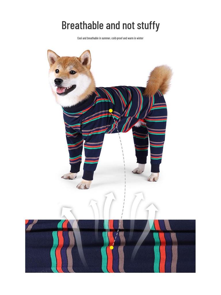 Autumn Full-Coverage Four-Legged Dog Suit: High-Elastic, Anti-Lick, Anti-Mosquito Homewear for Large Dogs