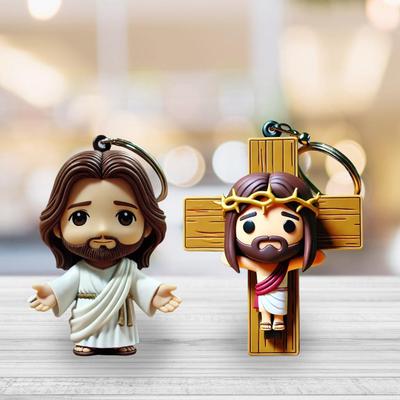 Porta-Chaves de Figura de Jesus Portátil Acrílico Requintado Porta-Chaves de Jesus para Chaves Bolsas e Decoração de Carro Presente Religioso para Crentes
