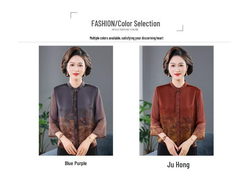 Sommer 2026 T-Shirt mit kurzen Ärmeln im chinesischen Stil für Frauen mittleren und höheren Alters