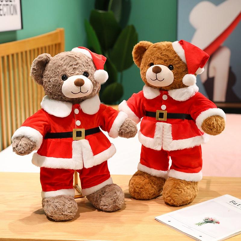 Christmas Bear Teddy Bear Doll Plush Toy Christmas Hat Hug Bear Doll Children's Soothing Ragdoll