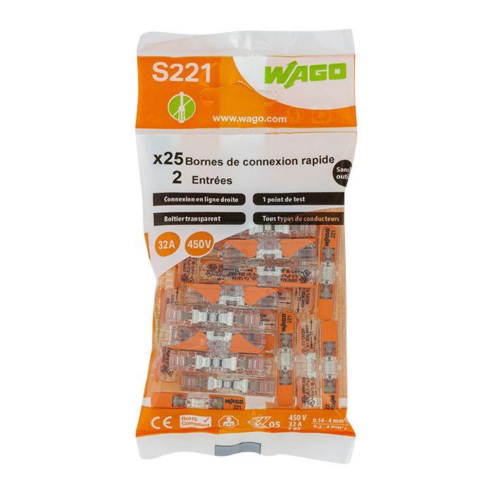 Sachet de 25 bornes 2 entrées en ligne S221