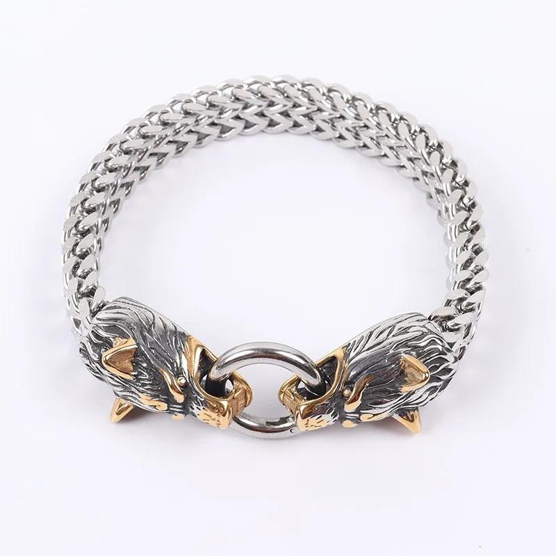 Fashion Gold Color Lion King Charm Bracelet for Men Rock Punk Wristband Jewelry Gift