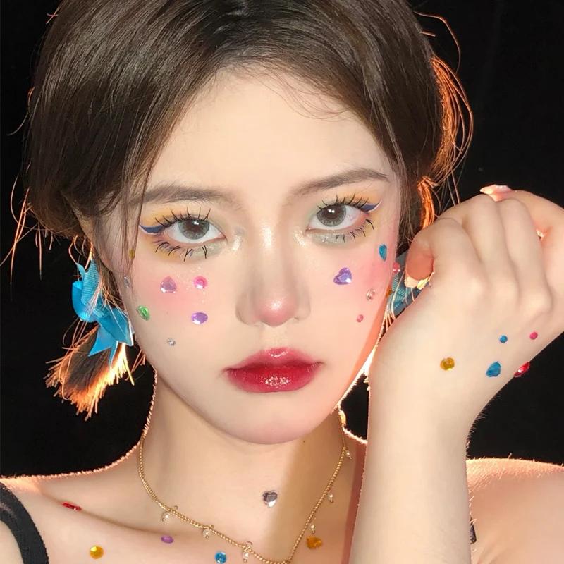 DIY Color Rhinestones Crystal Acrylic Tattoo Sticker Children's Stage Show Eyes Face Makeup Decoration Tools Phone Drill Sticker