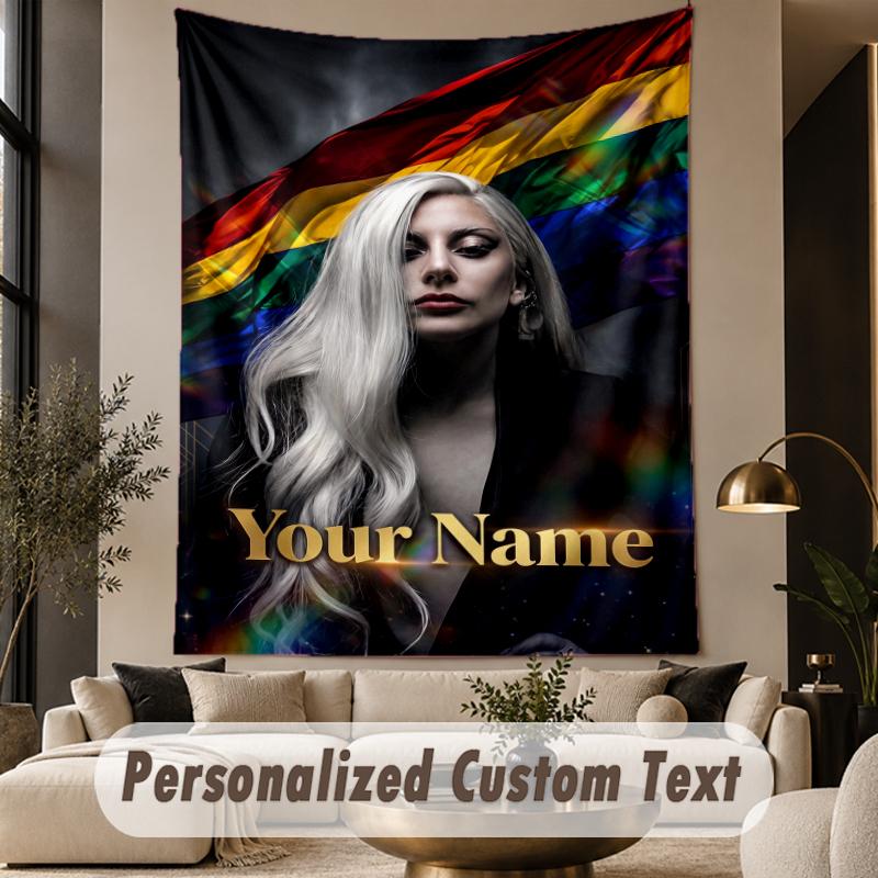 Custom Text Printed Tapestry Lady Gaga Pattern Large Wall Hanging Indoor Room Decor