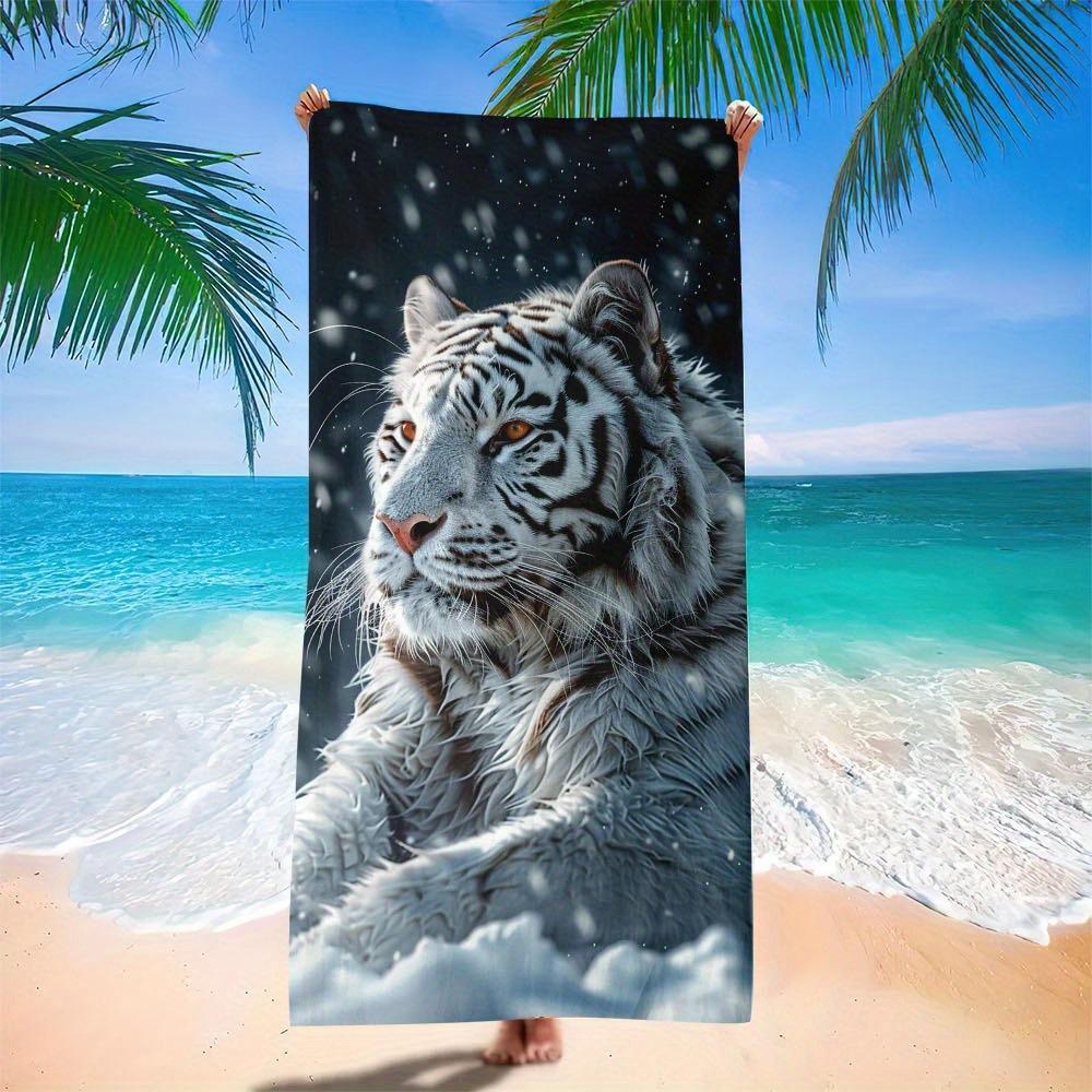 Sonnenblumen-Strandtuch mit Leopardenmuster, Glitzer & Tiermuster, Schnelltrocknend, Saugfähiges Handtuch