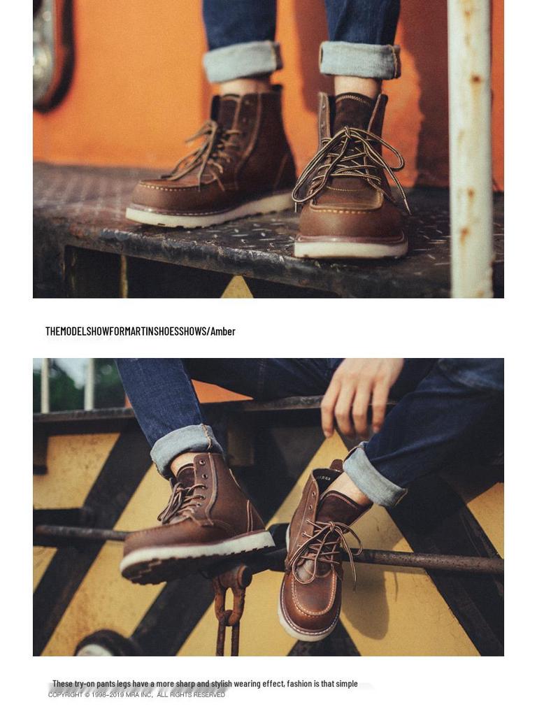 MRA Herren High-Top Retro Leder Winterstiefel 875