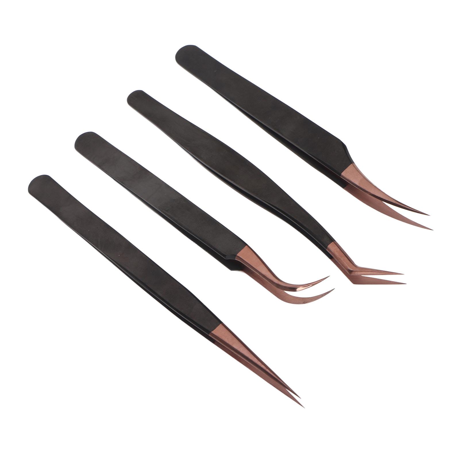 

4 шт. пинцета для наращивания ресниц из нержавеющей стали, антистатические пинцеты для дизайна ногтей для красоты